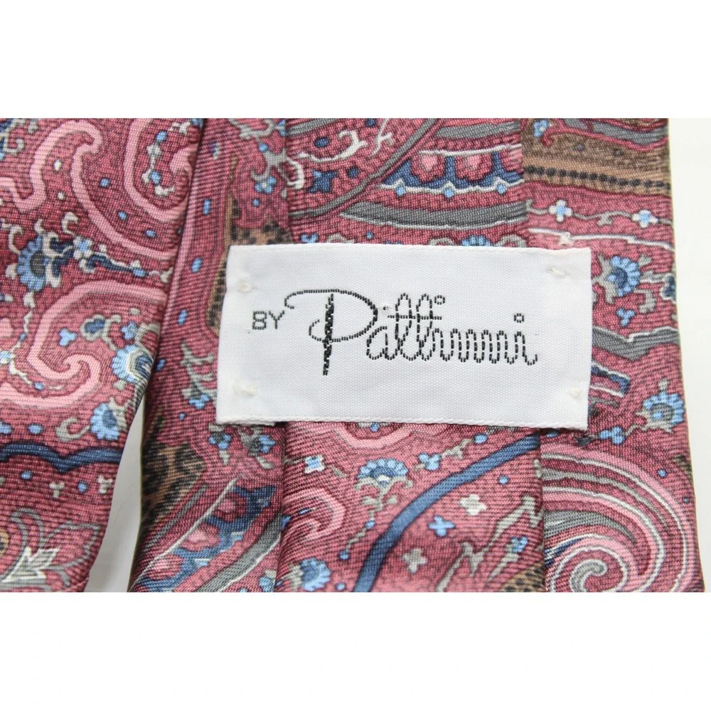 Pallini Mens Silk Tie Paisley Italian Fabric Dusty Rose Blue Tan Necktie